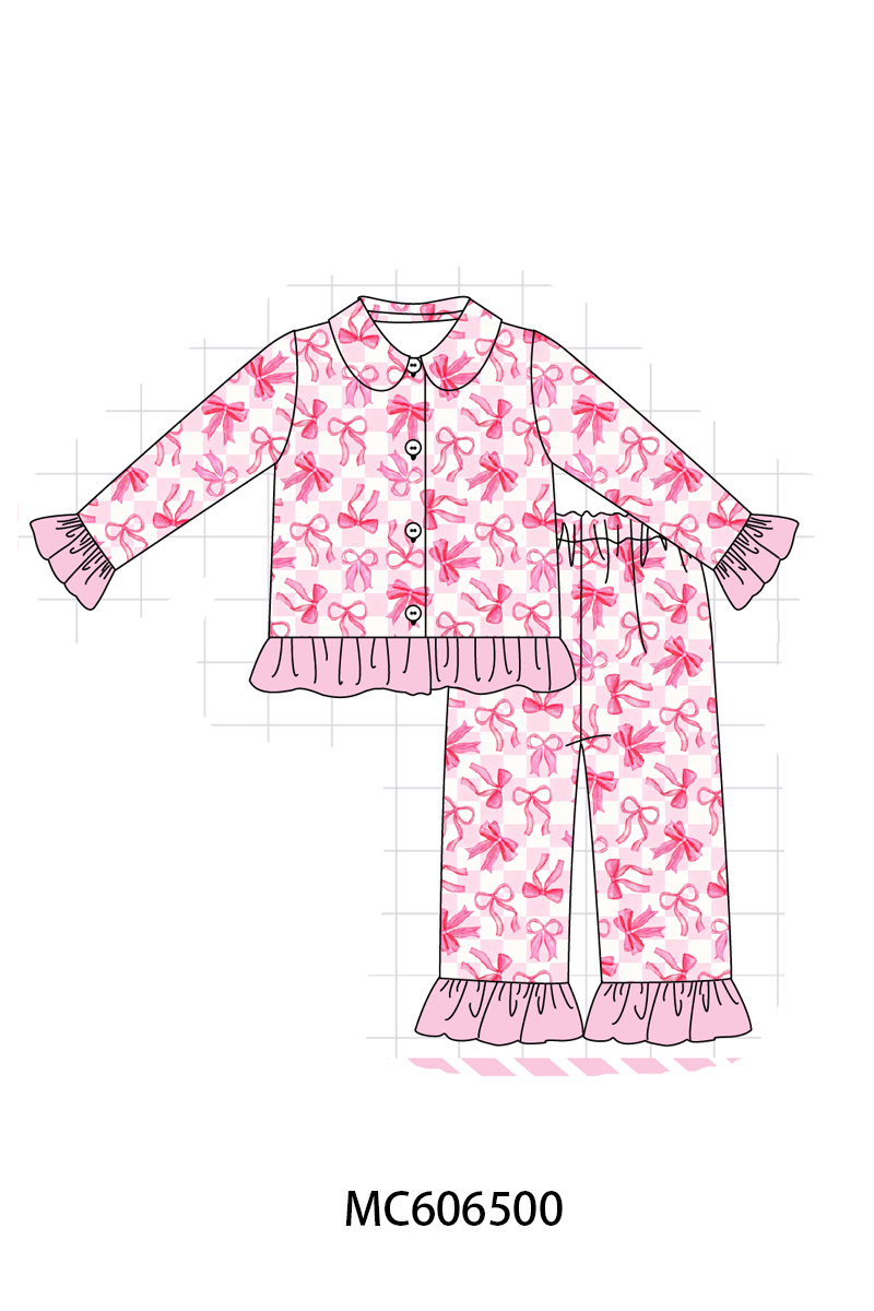 PO96 Pink bow checkered bamboo collection