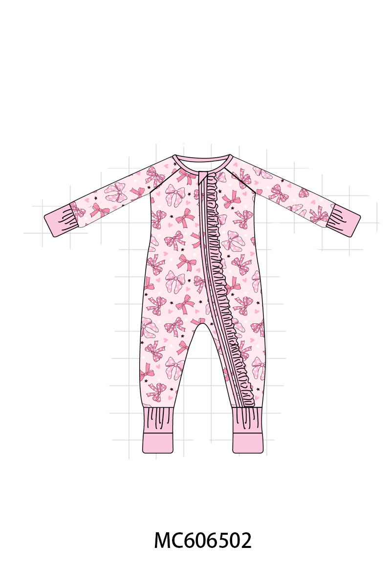 PO96 Pink bow print bamboo collection