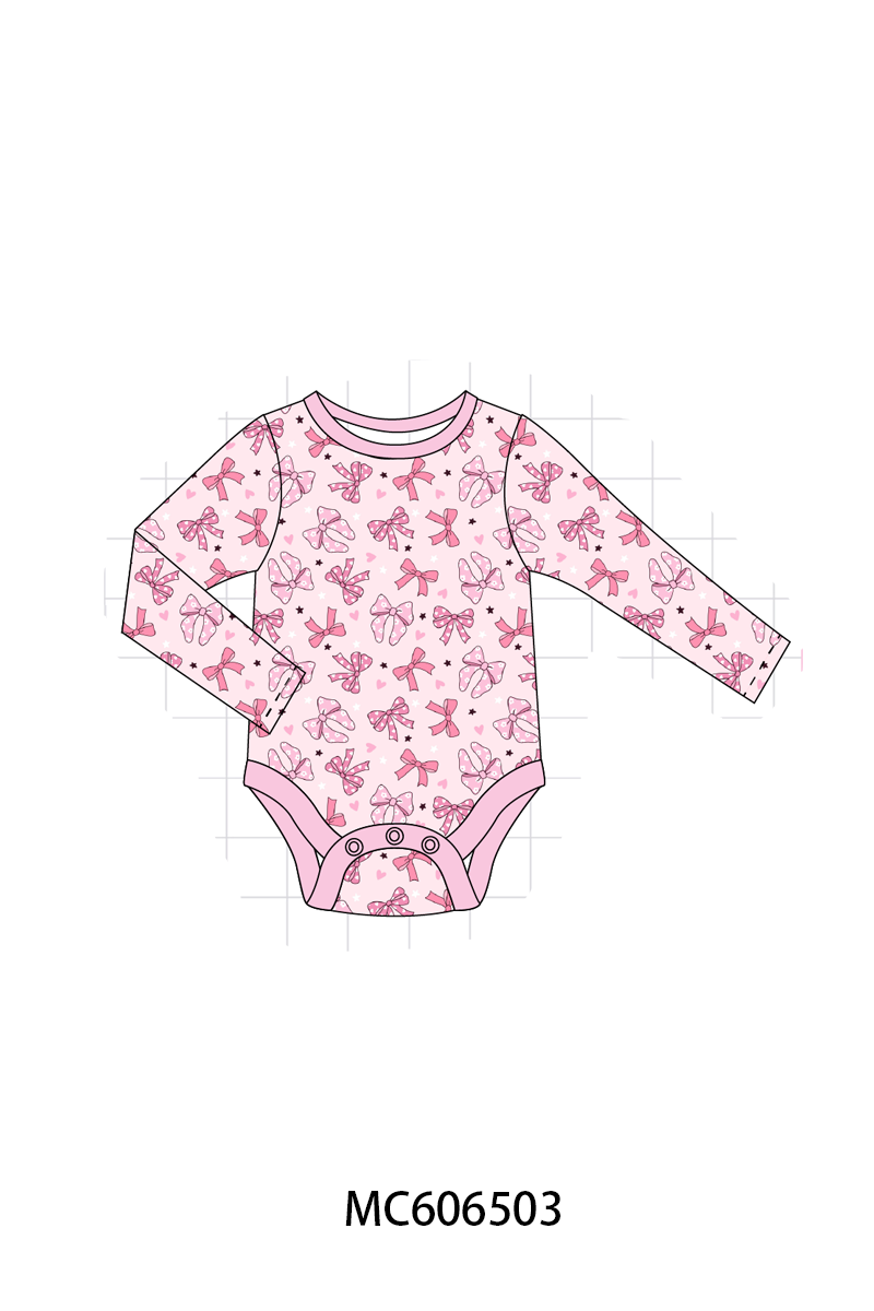PO96 Pink bow print bamboo collection