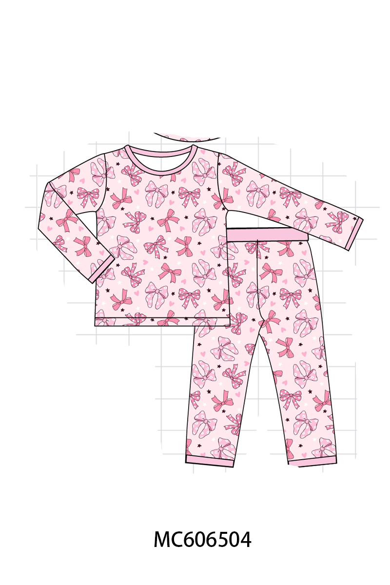 PO96 Pink bow print bamboo collection