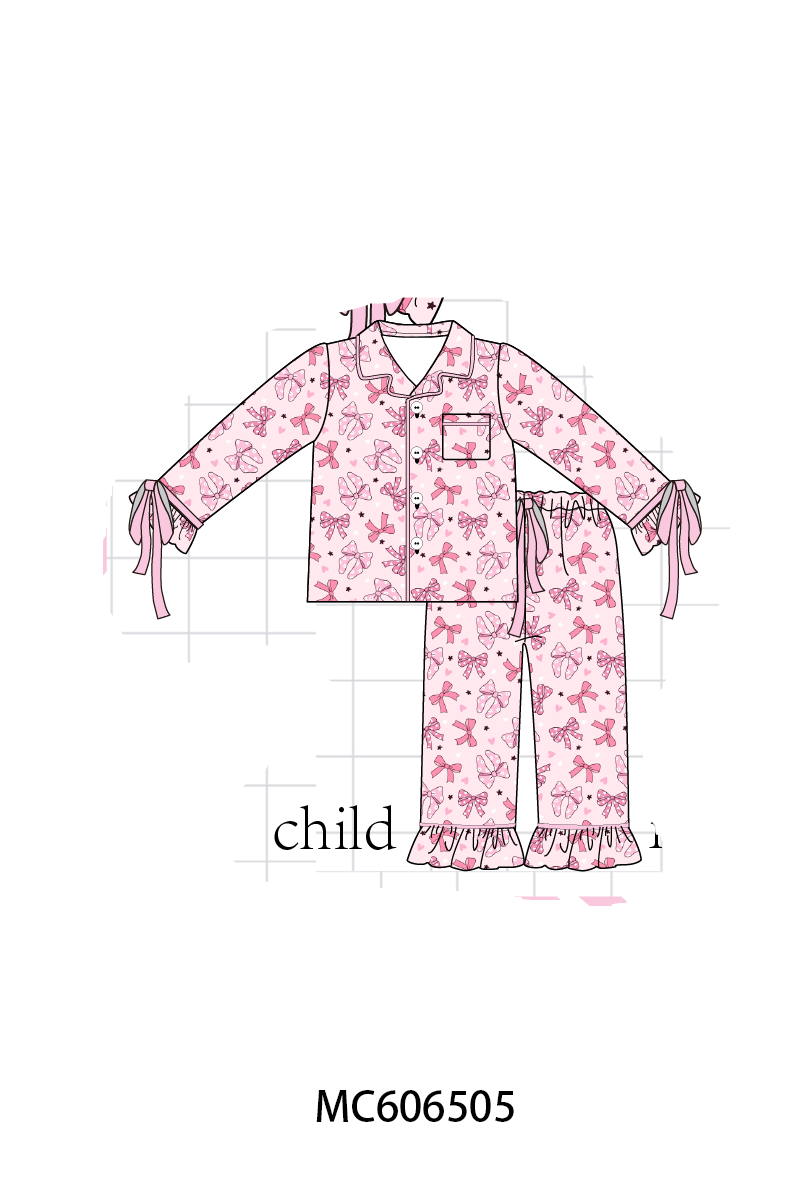 PO96 Pink bow print bamboo collection