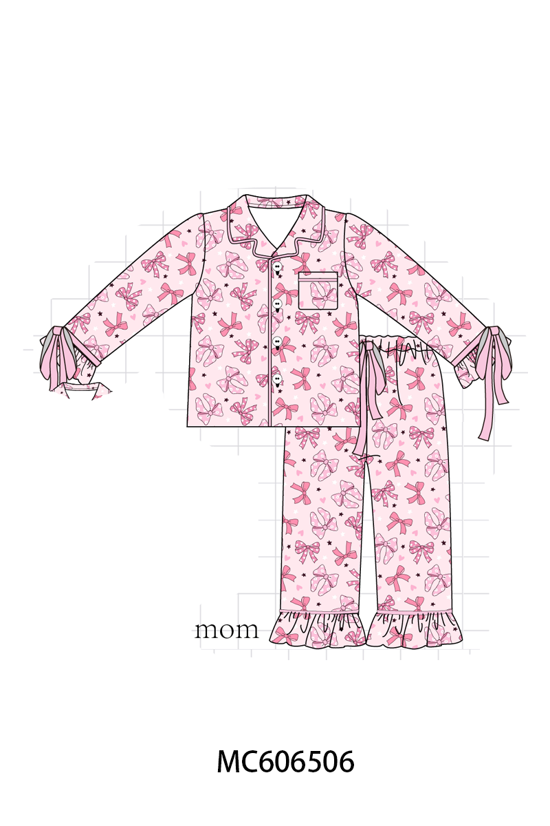 PO96 Pink bow print bamboo collection