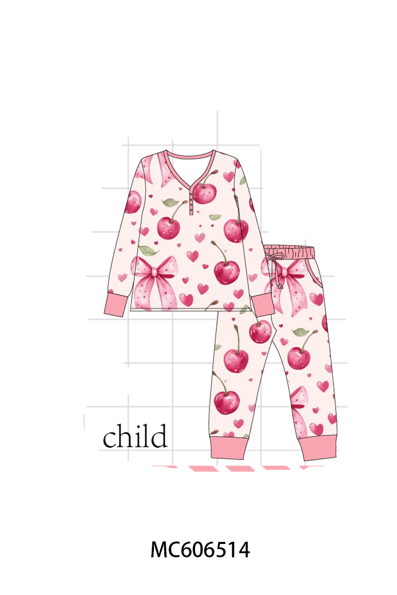 PO96 Pink cherry print bamboo collection
