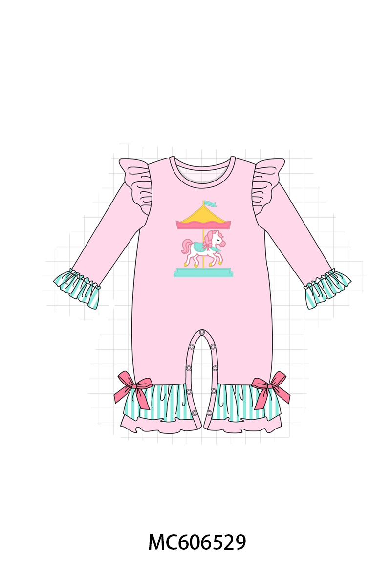 PO96 Pink carousel applique stripe collection