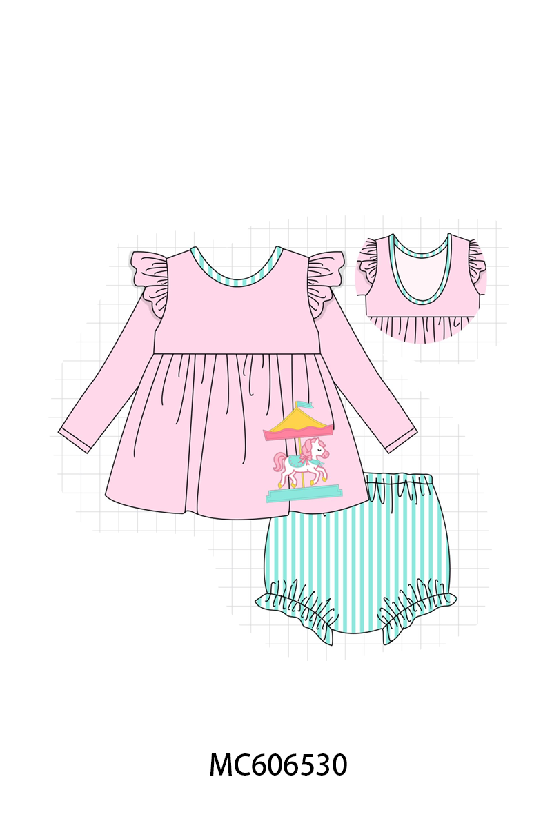 PO96 Pink carousel applique stripe collection