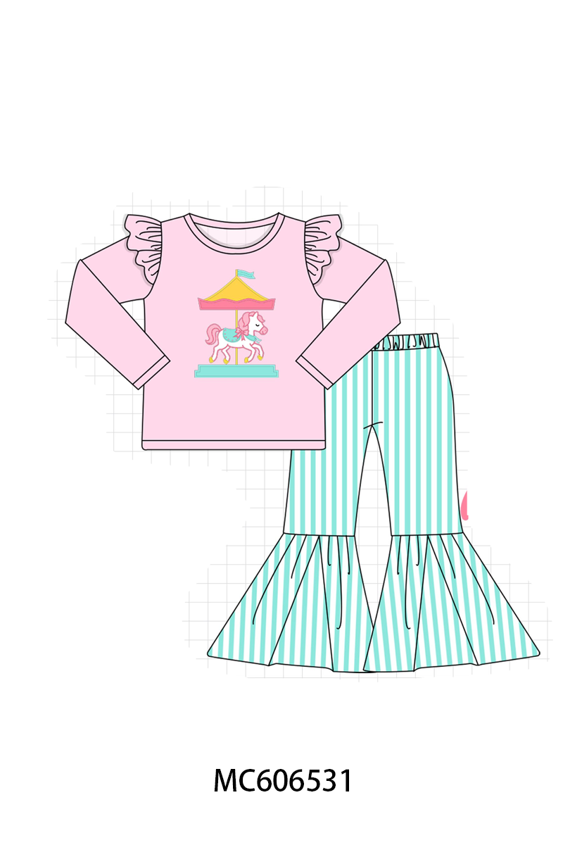 PO96 Pink carousel applique stripe collection