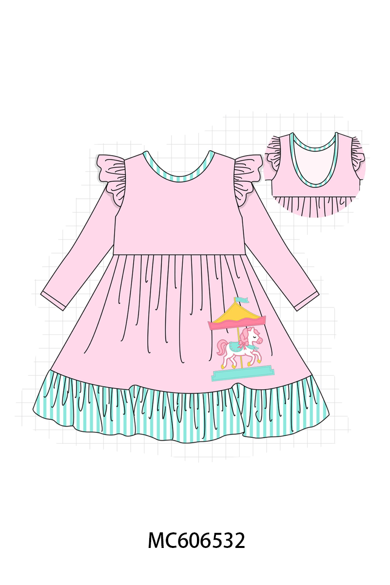 PO96 Pink carousel applique stripe collection
