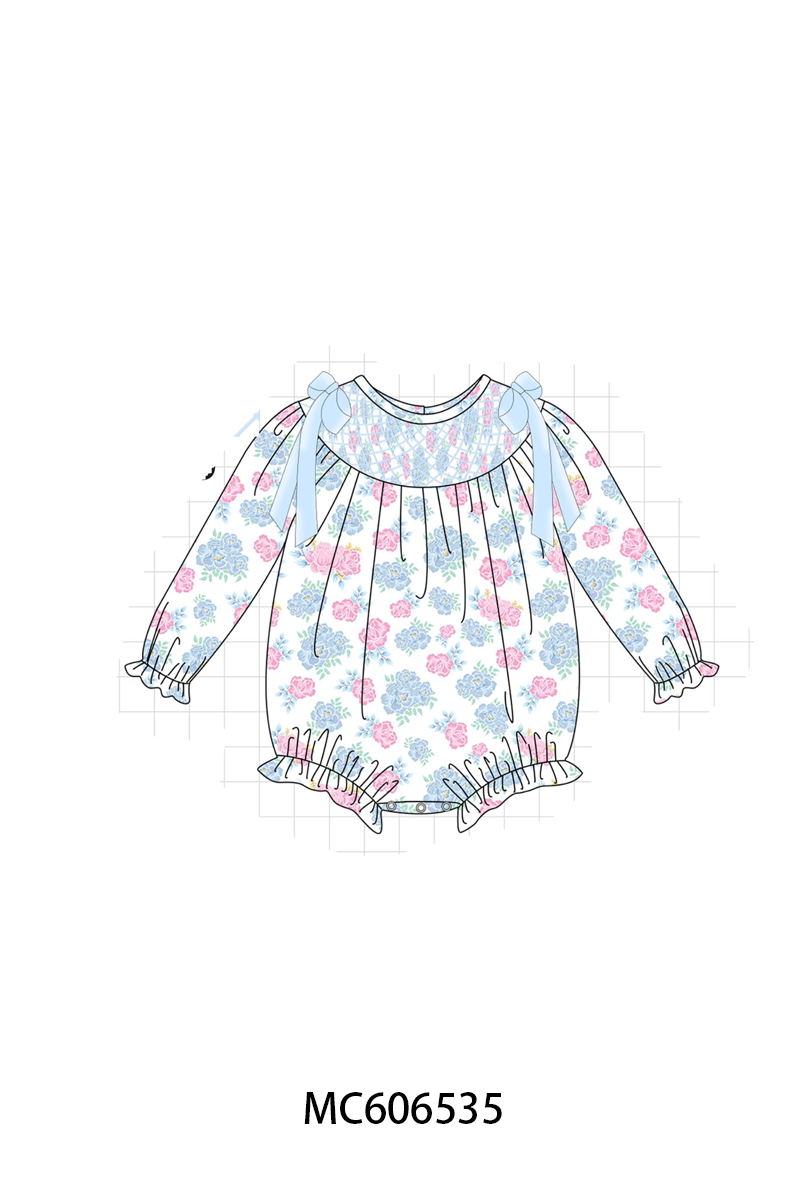 PO96 Blue&pink floral smocked collection