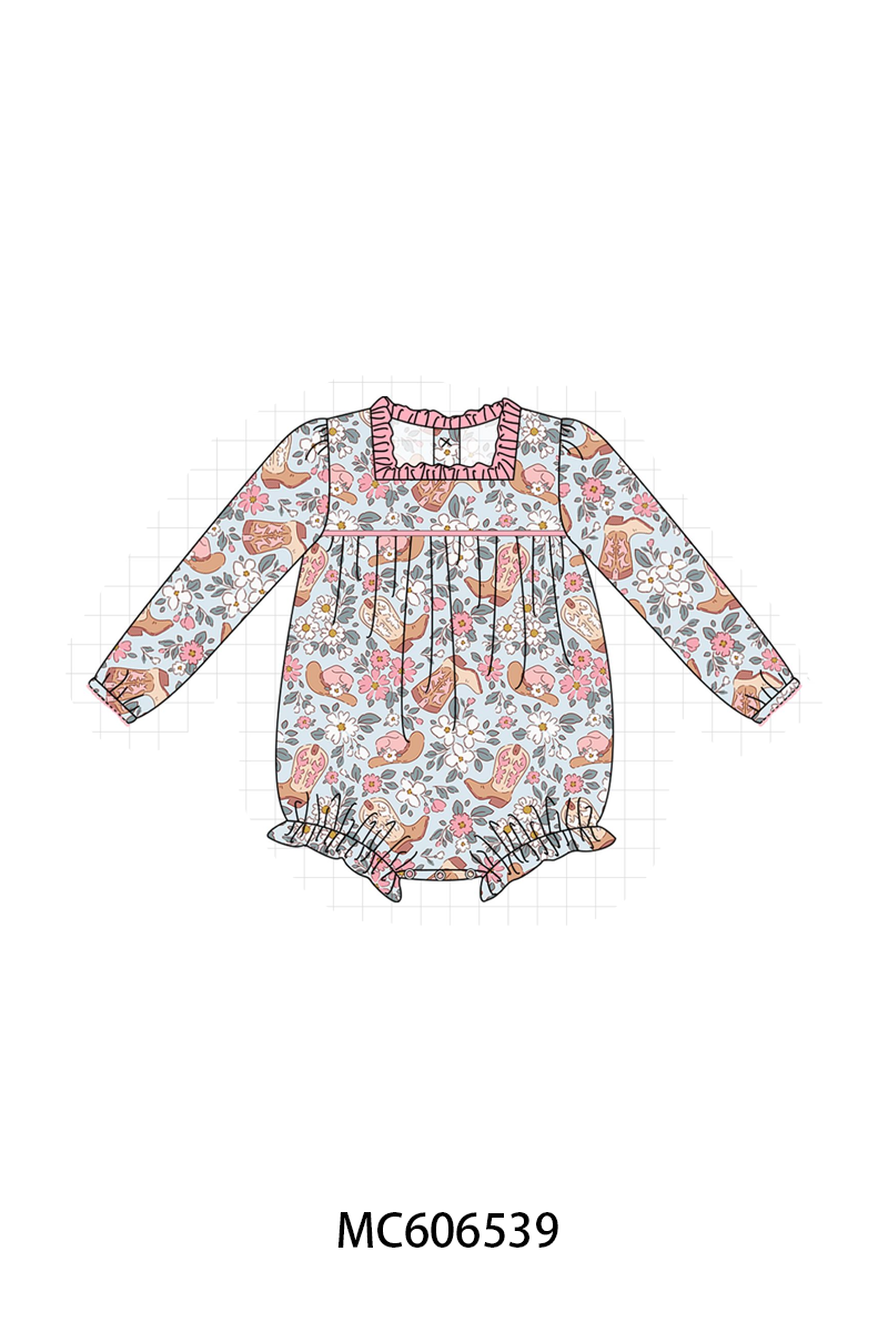 PO96 Pink western boots floral collection