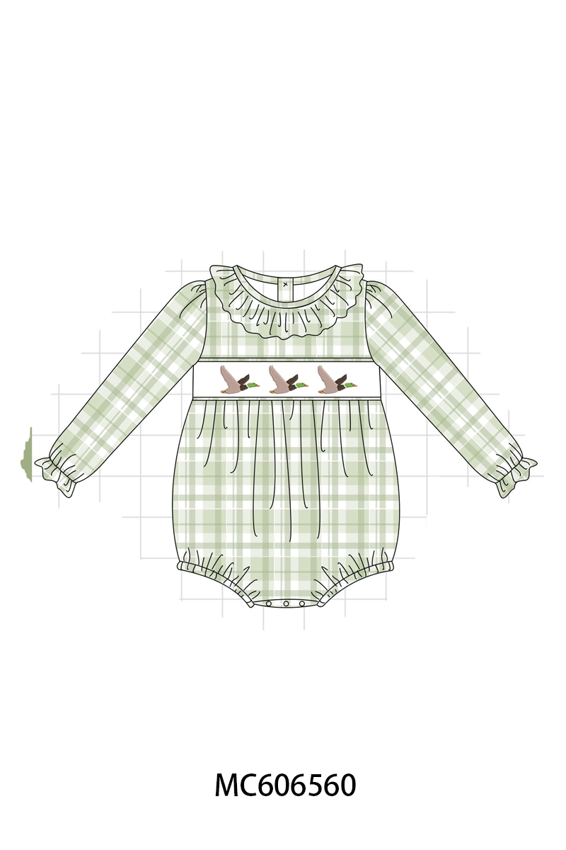 PO96 Sage duck embroidery plaid collection