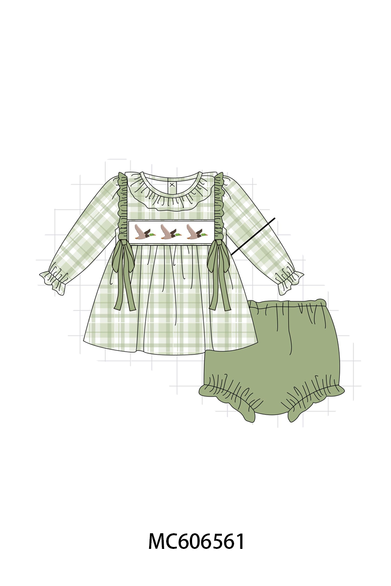 PO96 Sage duck embroidery plaid collection