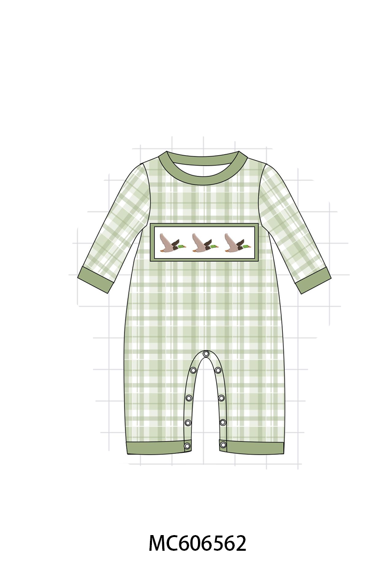 PO96 Sage duck embroidery plaid collection