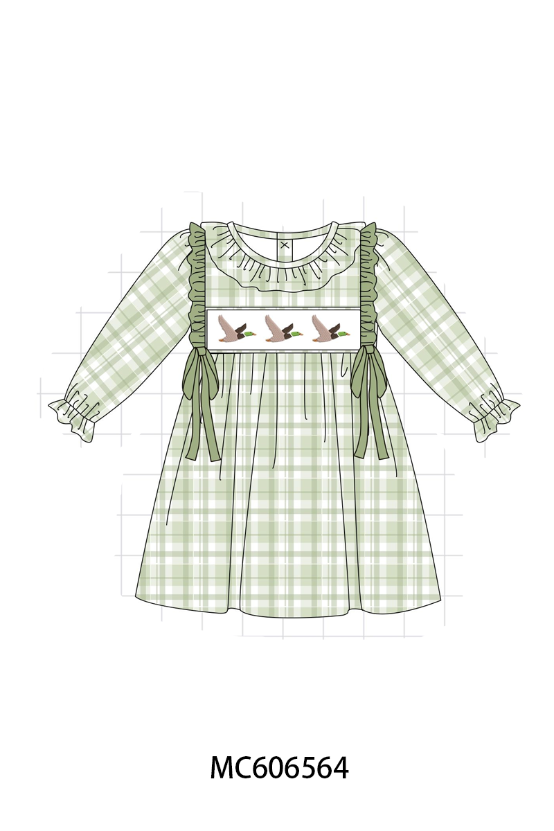 PO96 Sage duck embroidery plaid collection