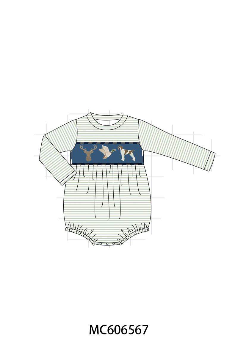 PO96 Navy hunting embroidery stripe collection