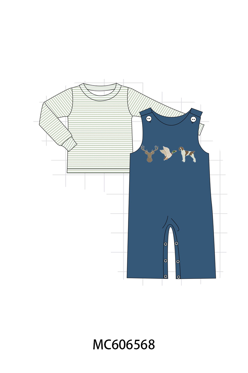 PO96 Navy hunting embroidery stripe collection
