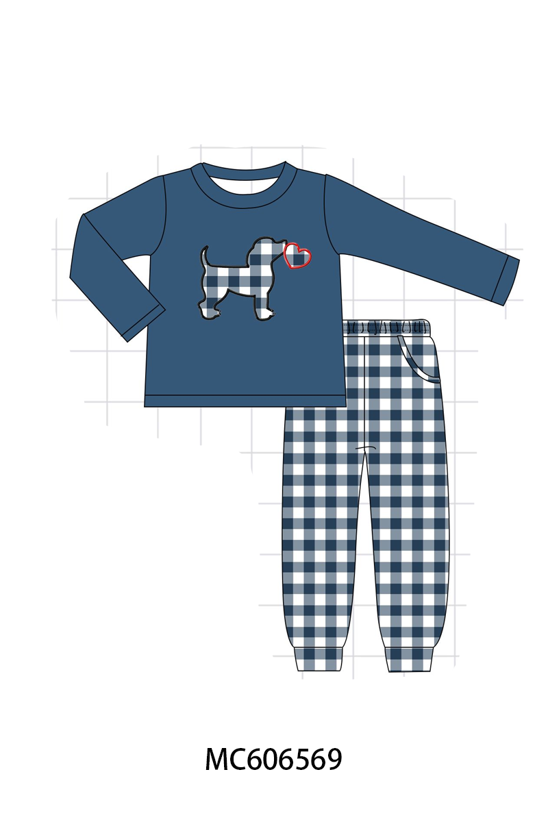 PO96 Navy hunting embroidery stripe collection