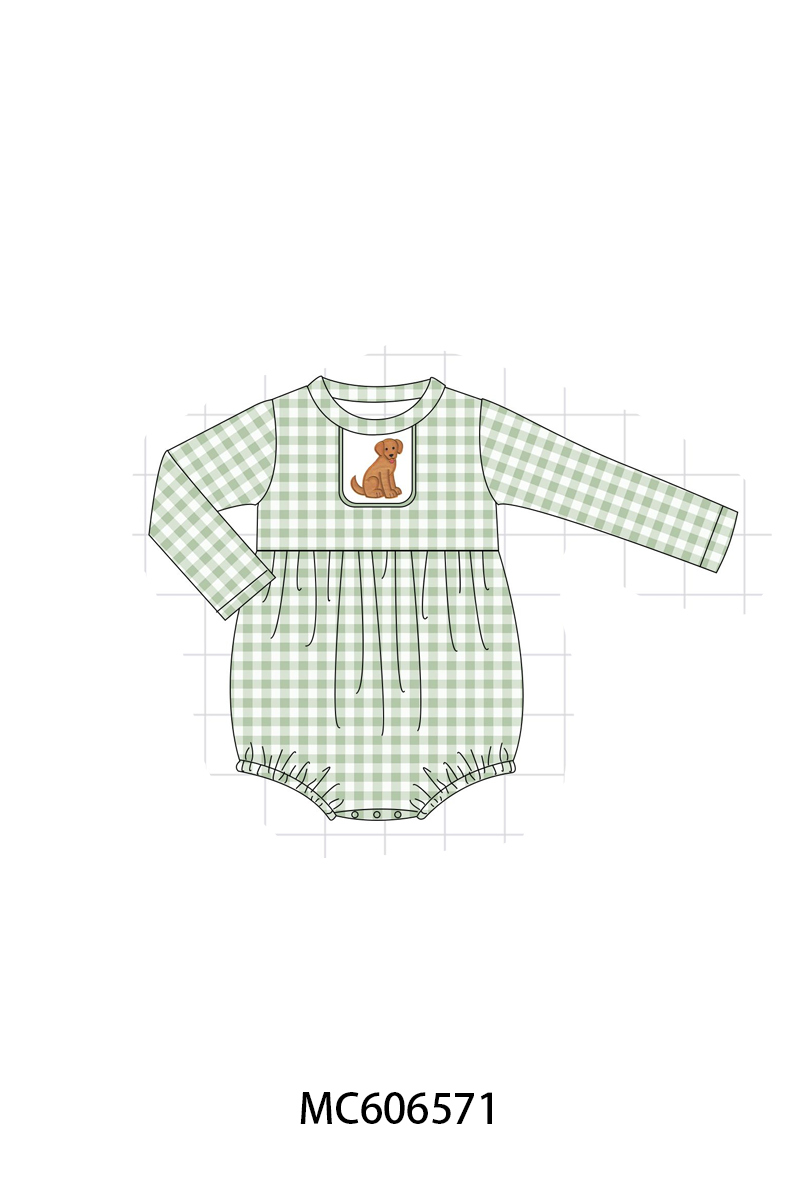 PO96 Blue&sage puppy embroidery collection