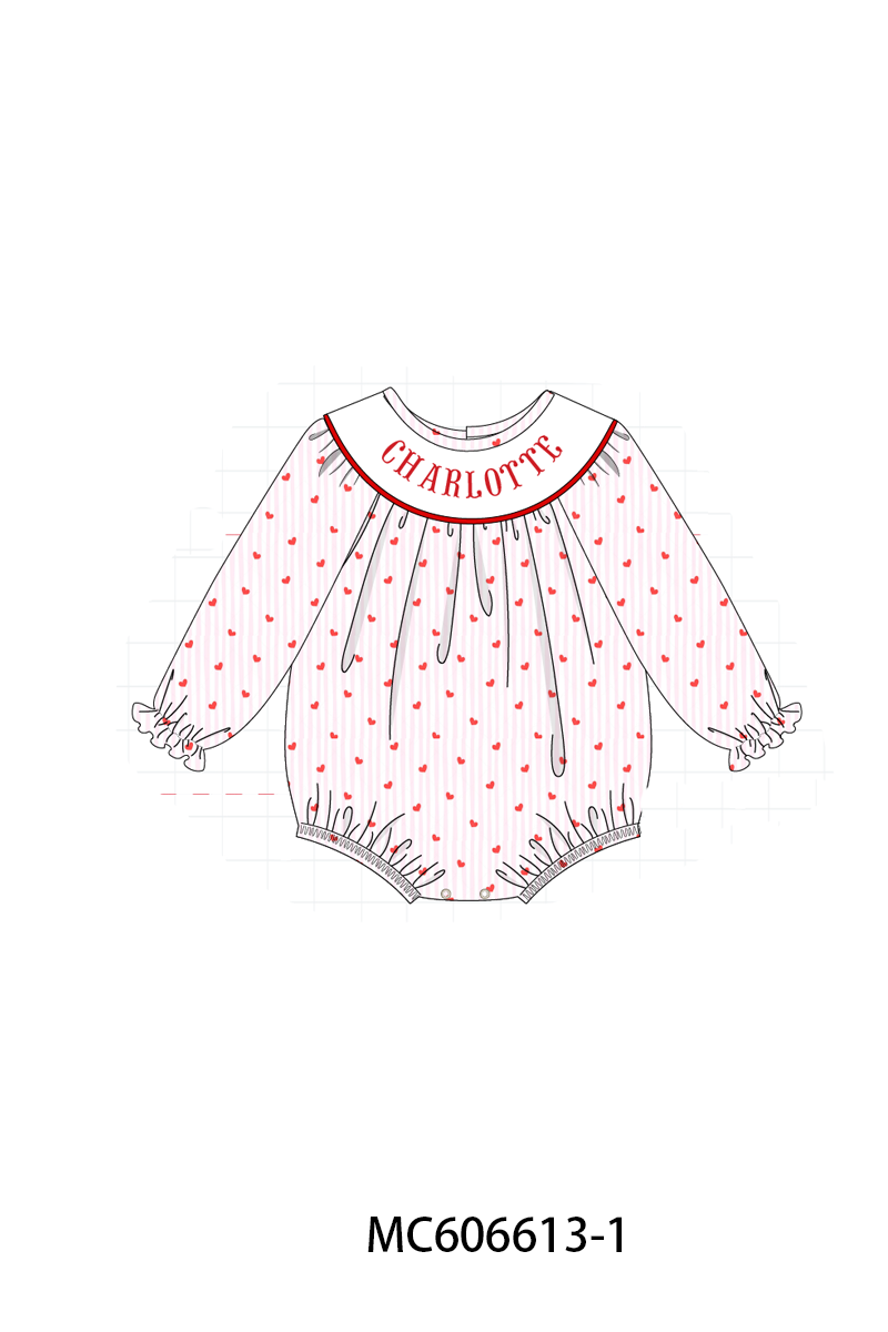 PO96 Pink&blue heart monogram embroidery collection
