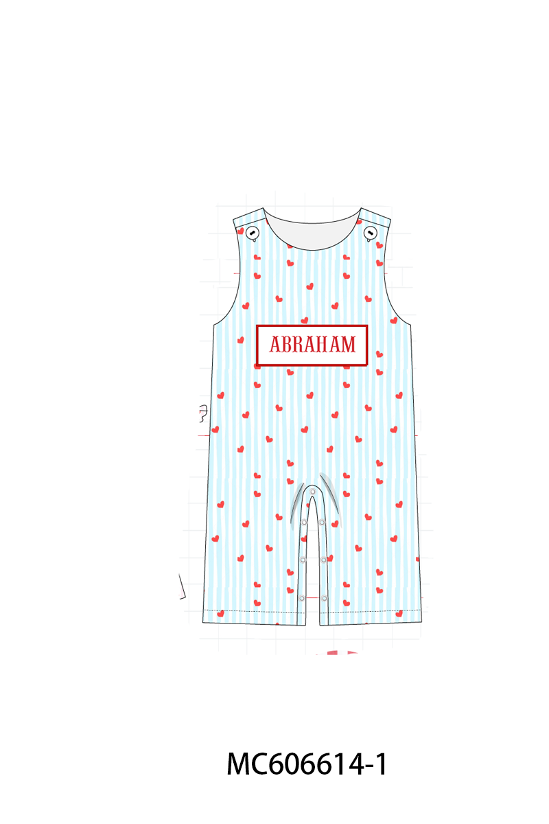 PO96 Pink&blue heart monogram embroidery collection
