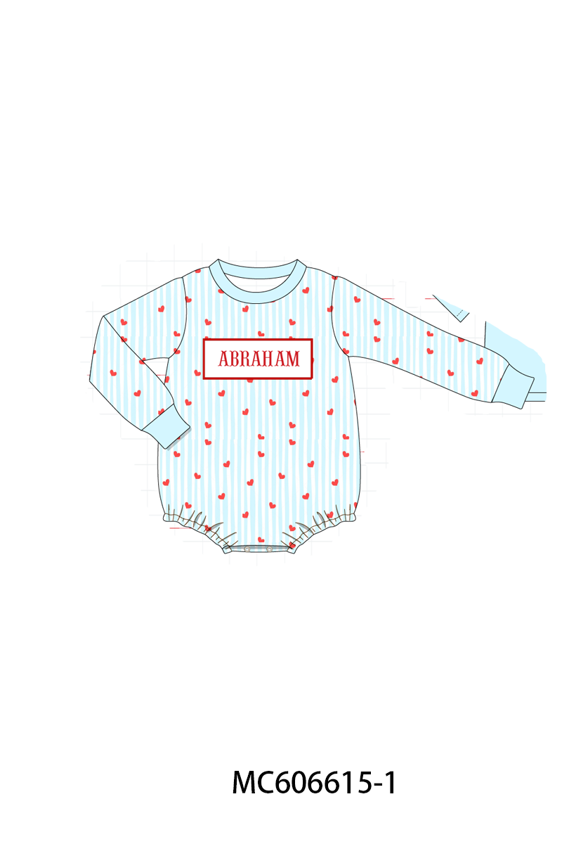 PO96 Pink&blue heart monogram embroidery collection