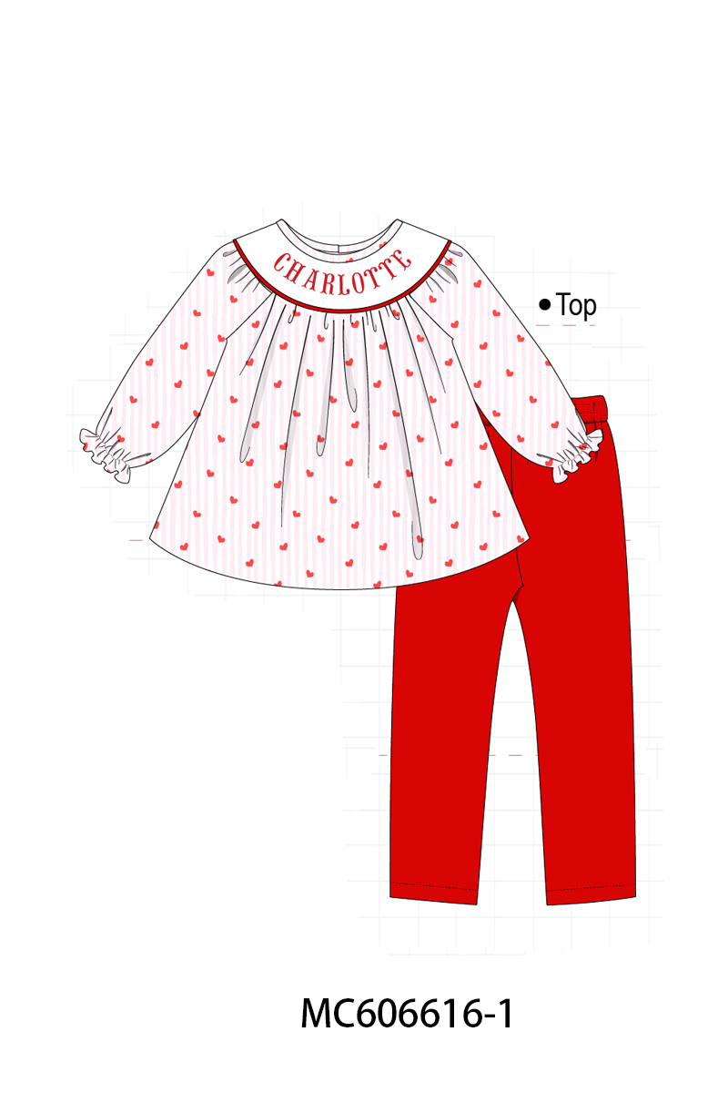 PO96 Pink&blue heart monogram embroidery collection
