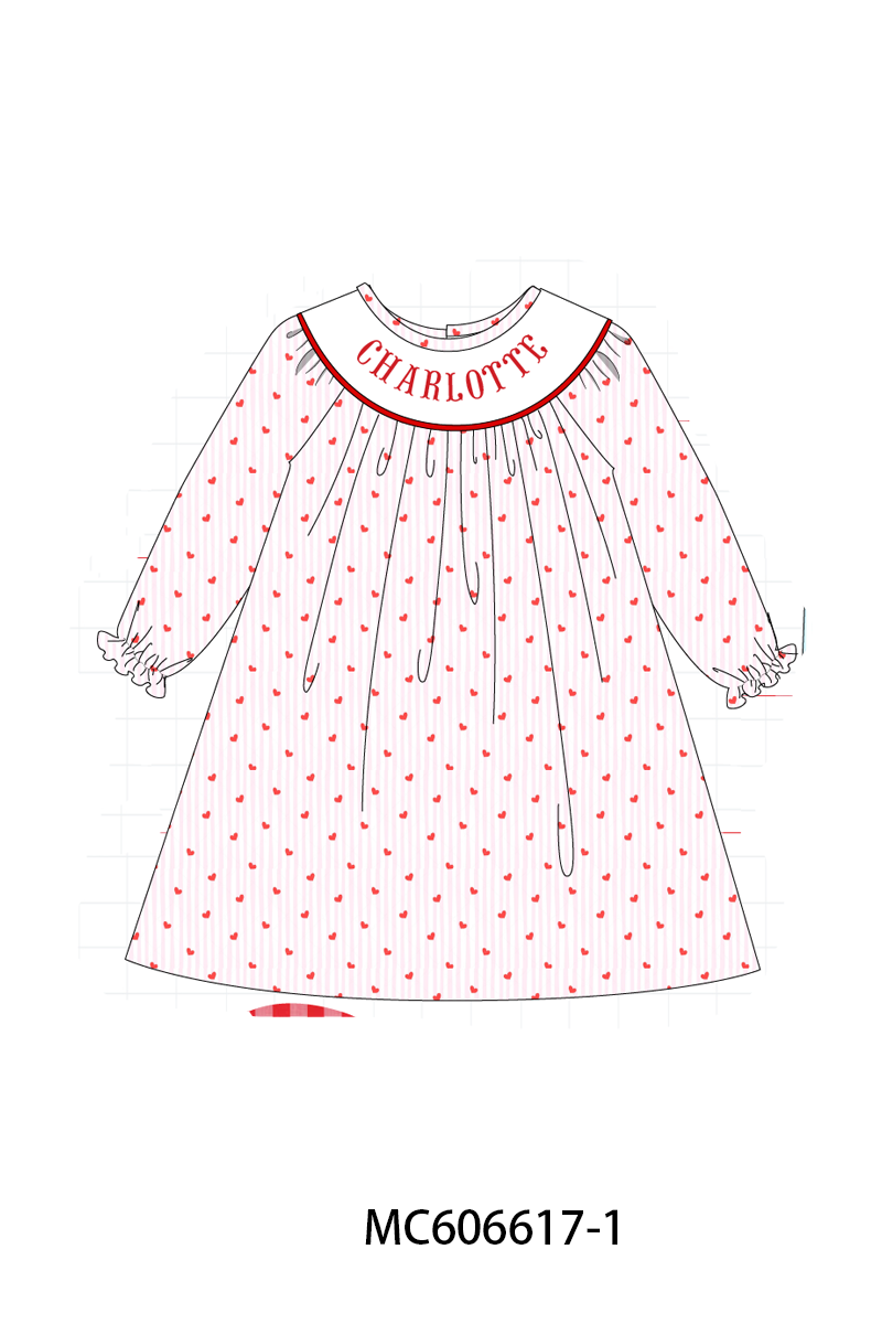 PO96 Pink&blue heart monogram embroidery collection