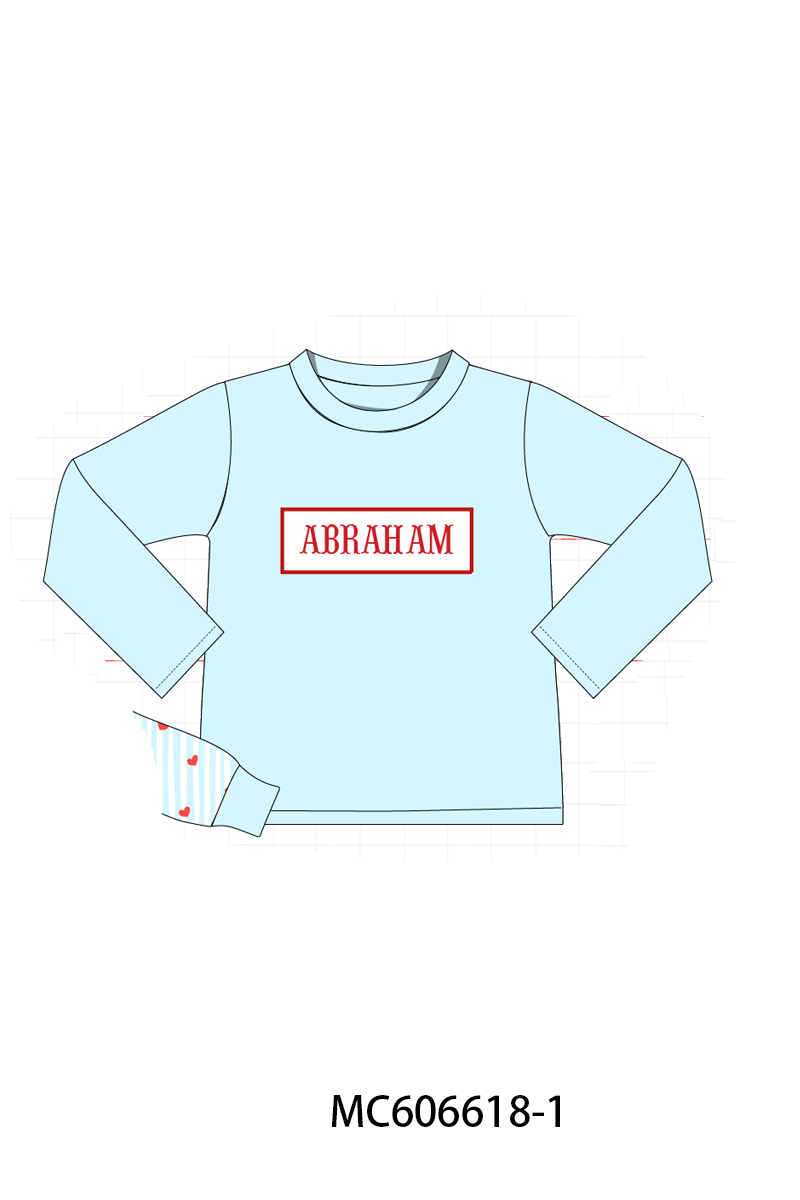 PO96 Pink&blue heart monogram embroidery collection