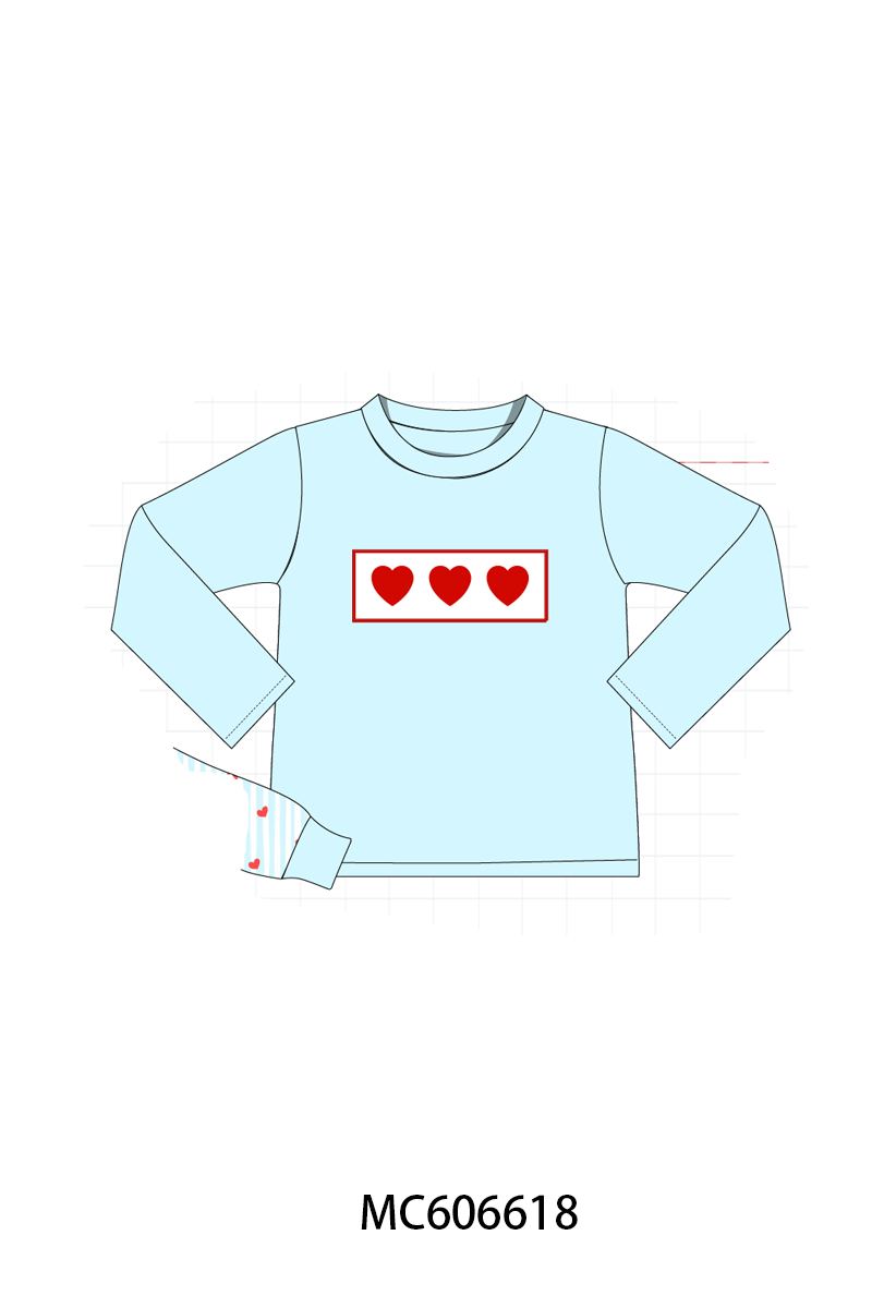 PO96 Pink&blue heart bow embroidery collection