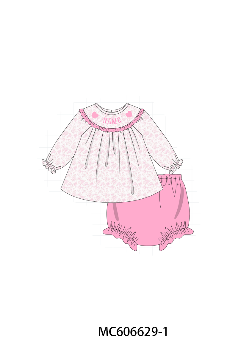 PO96 Pink heart monogram embroidery collection