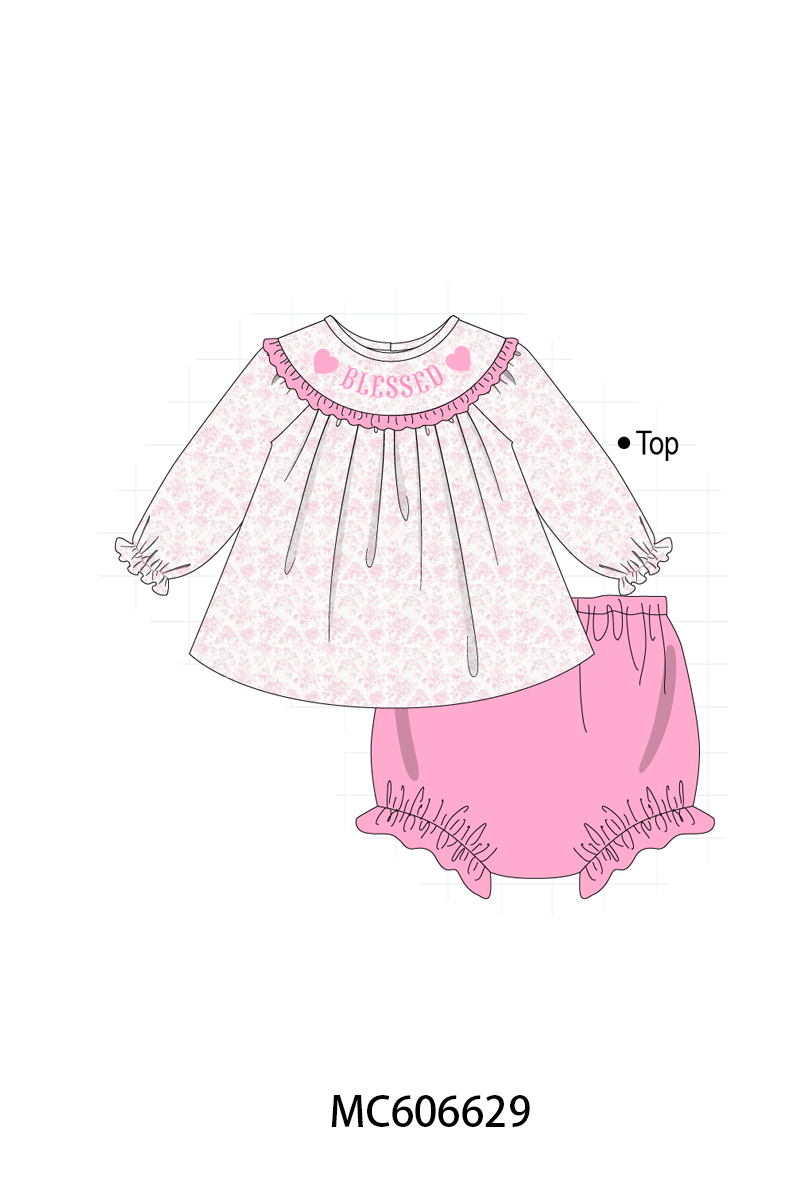PO96 Pink blessed heart embroidery collection