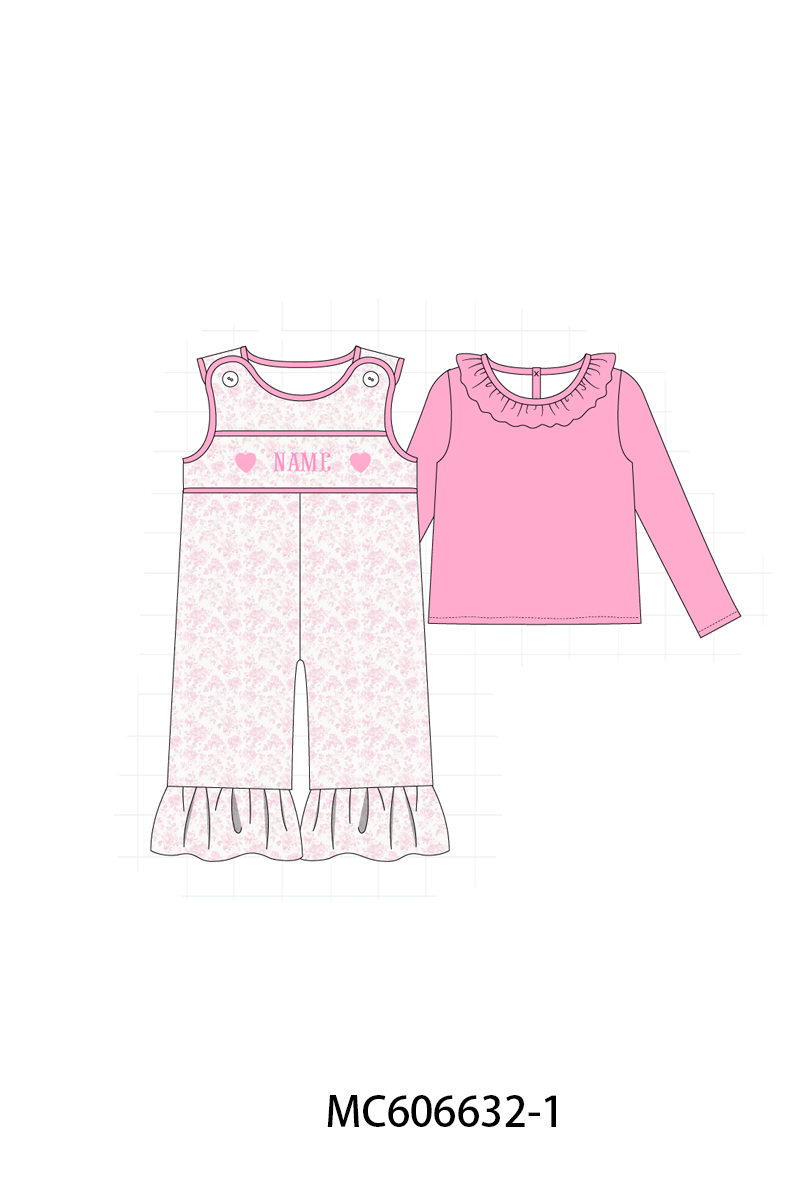 PO96 Pink heart monogram embroidery collection
