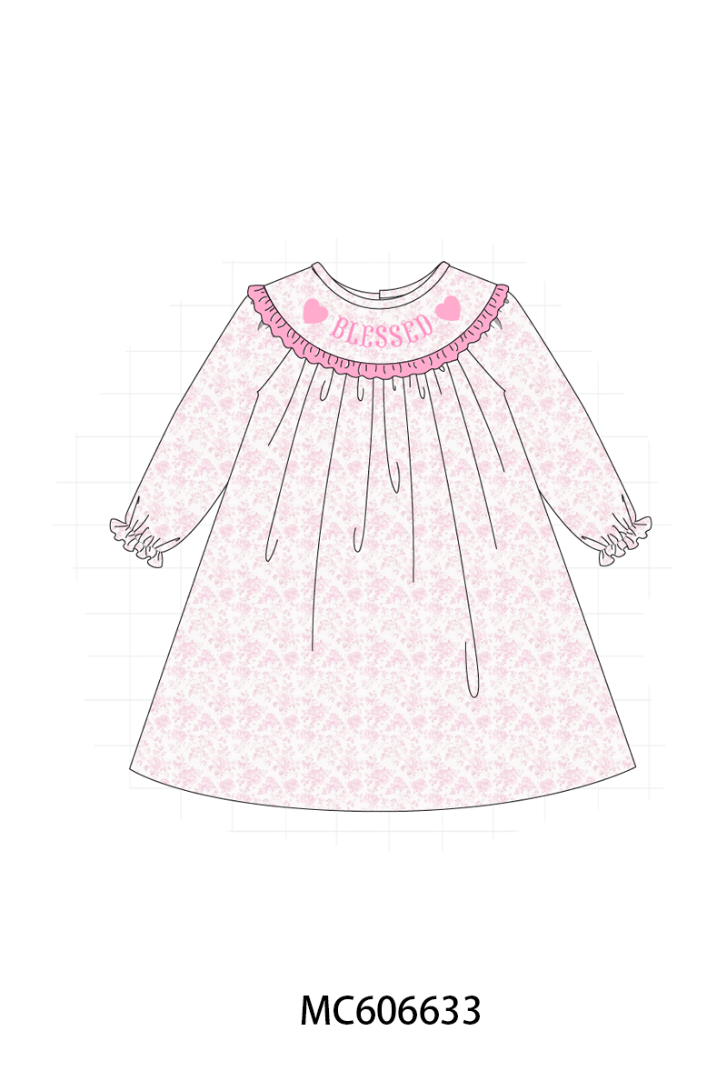 PO96 Pink blessed heart embroidery collection