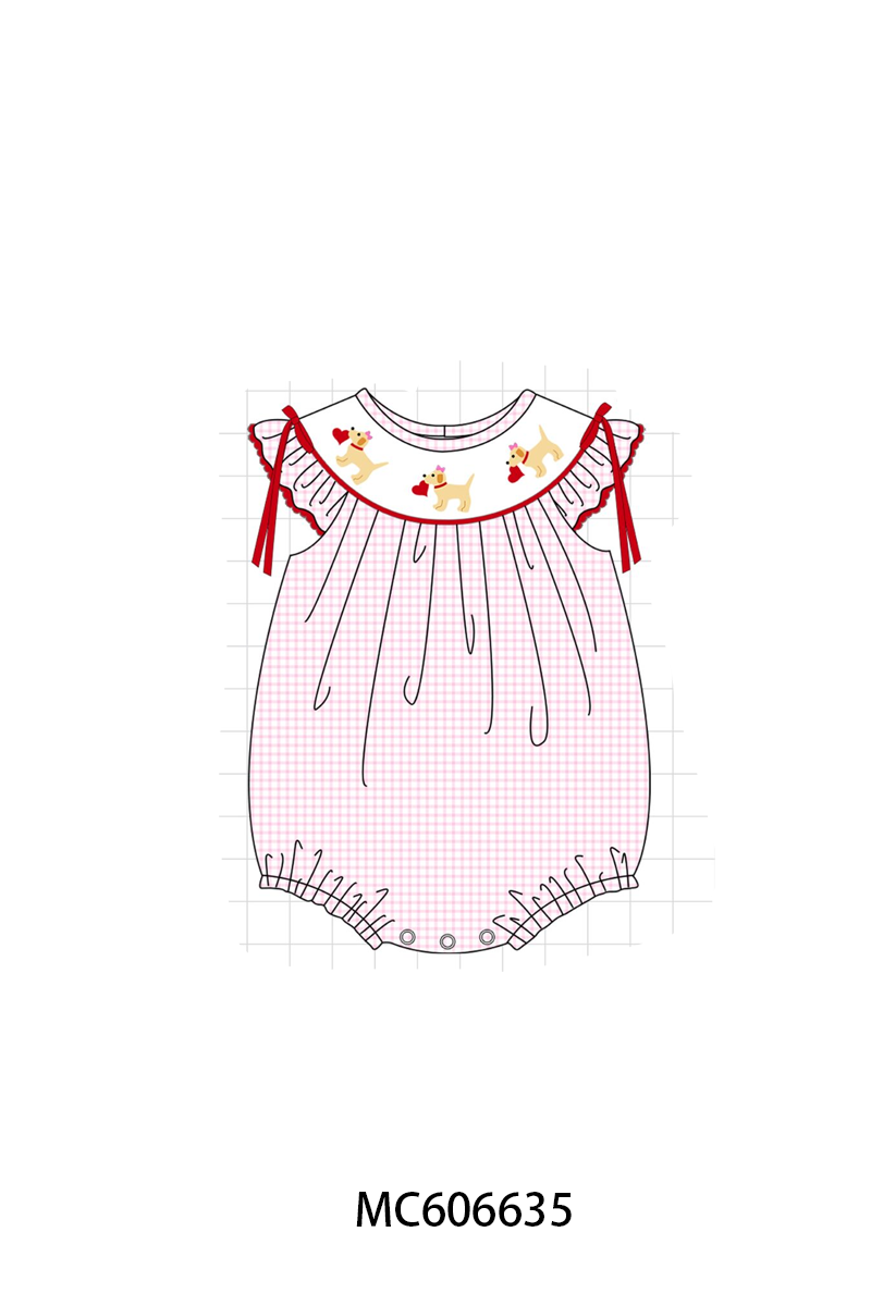 PO96 Red puppy heart embroidery collection