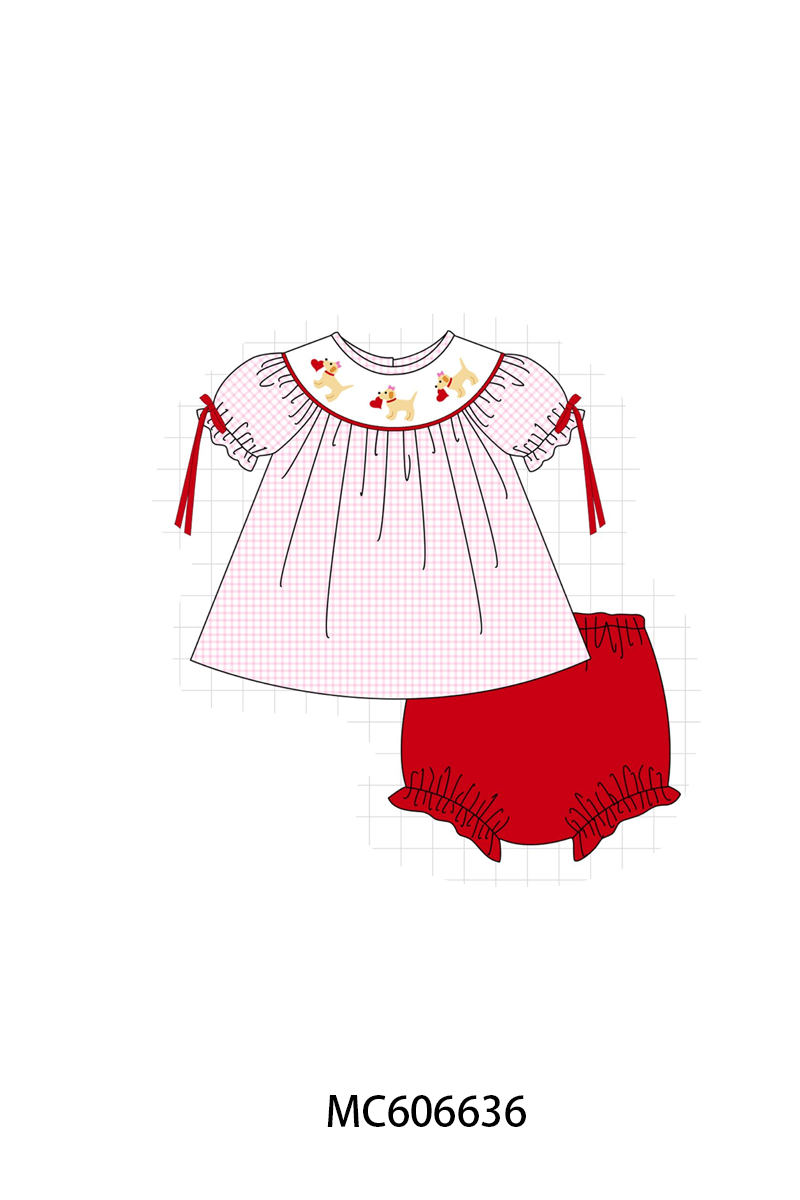 PO96 Red puppy heart embroidery collection
