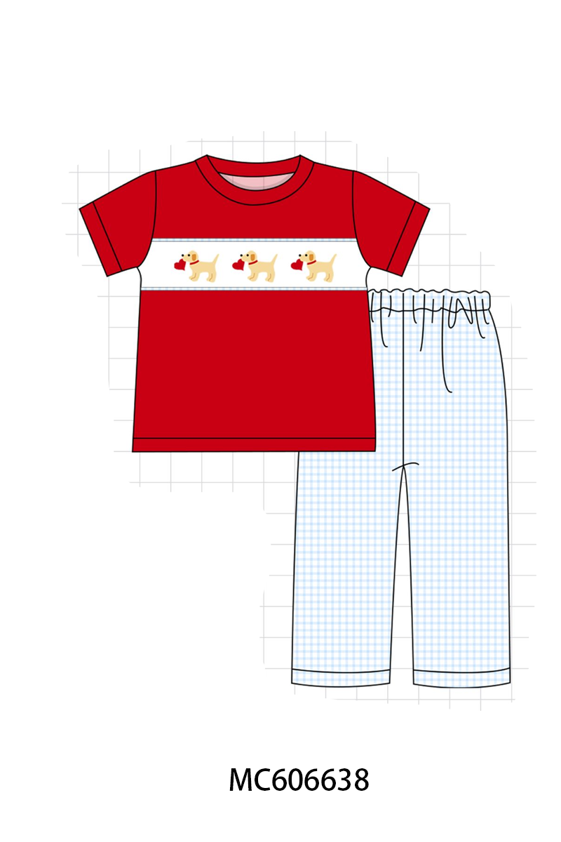 PO96 Red puppy heart embroidery collection