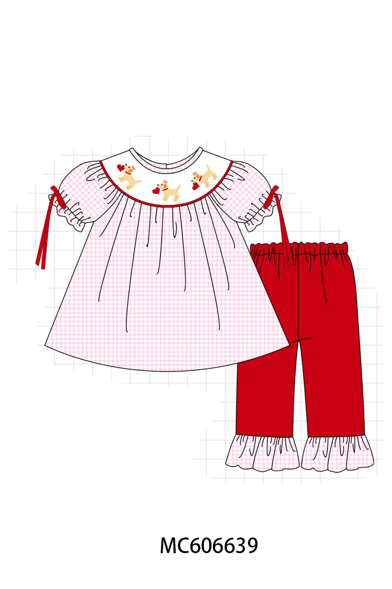 PO96 Red puppy heart embroidery collection