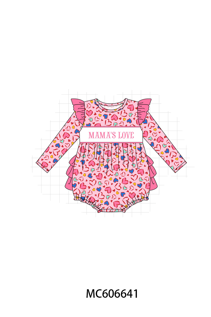 PO96 Pink MAMA'S LOVE embroidery heart collection