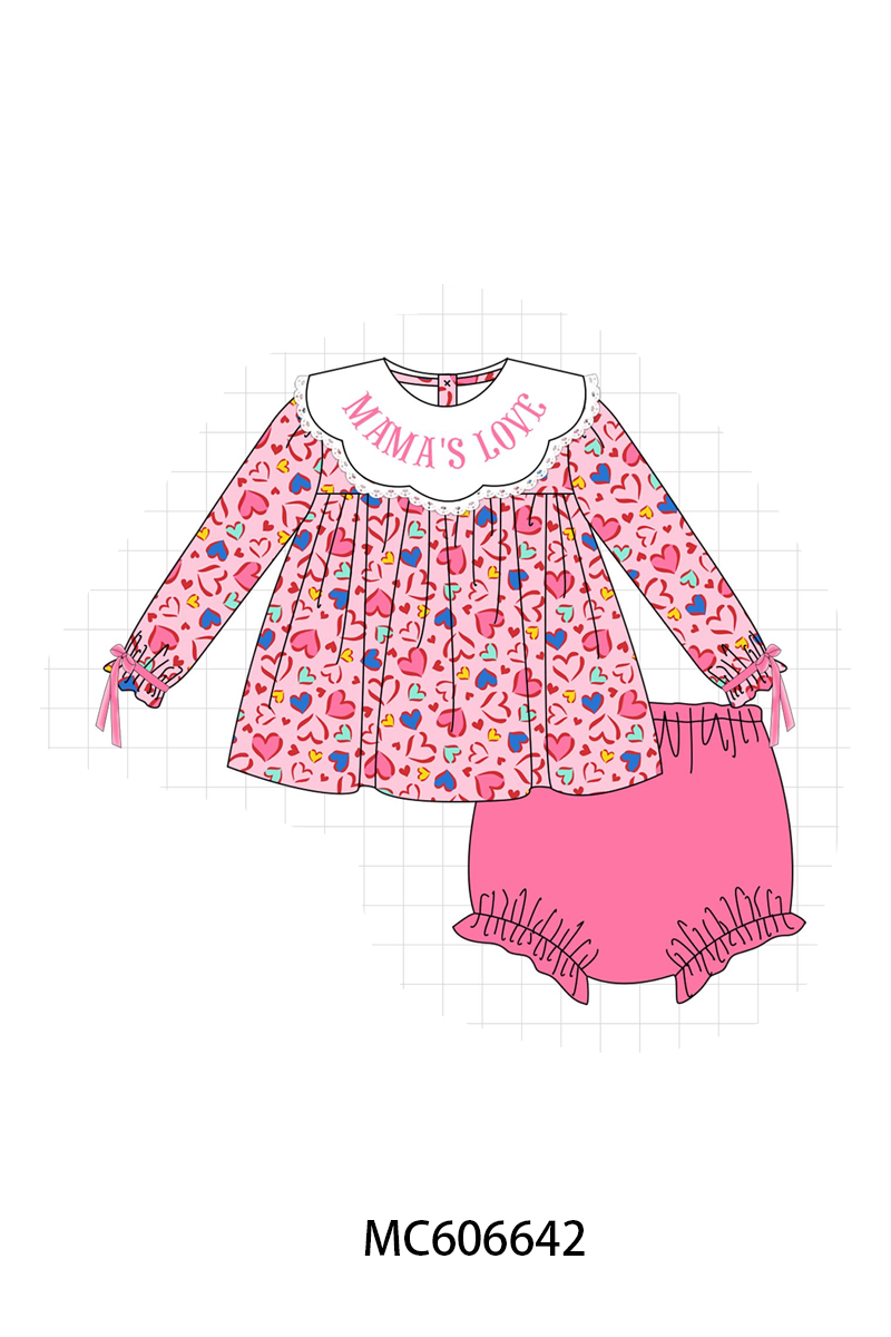 PO96 Pink MAMA'S LOVE embroidery heart collection