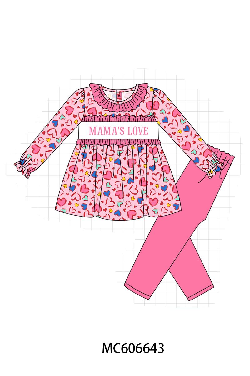 PO96 Pink MAMA'S LOVE embroidery heart collection