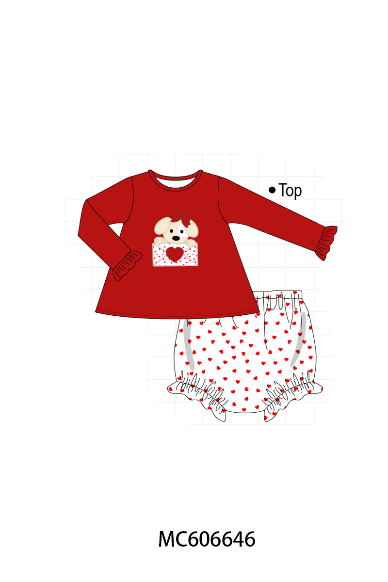 PO96 Red&blue puppy heart letter applique collection