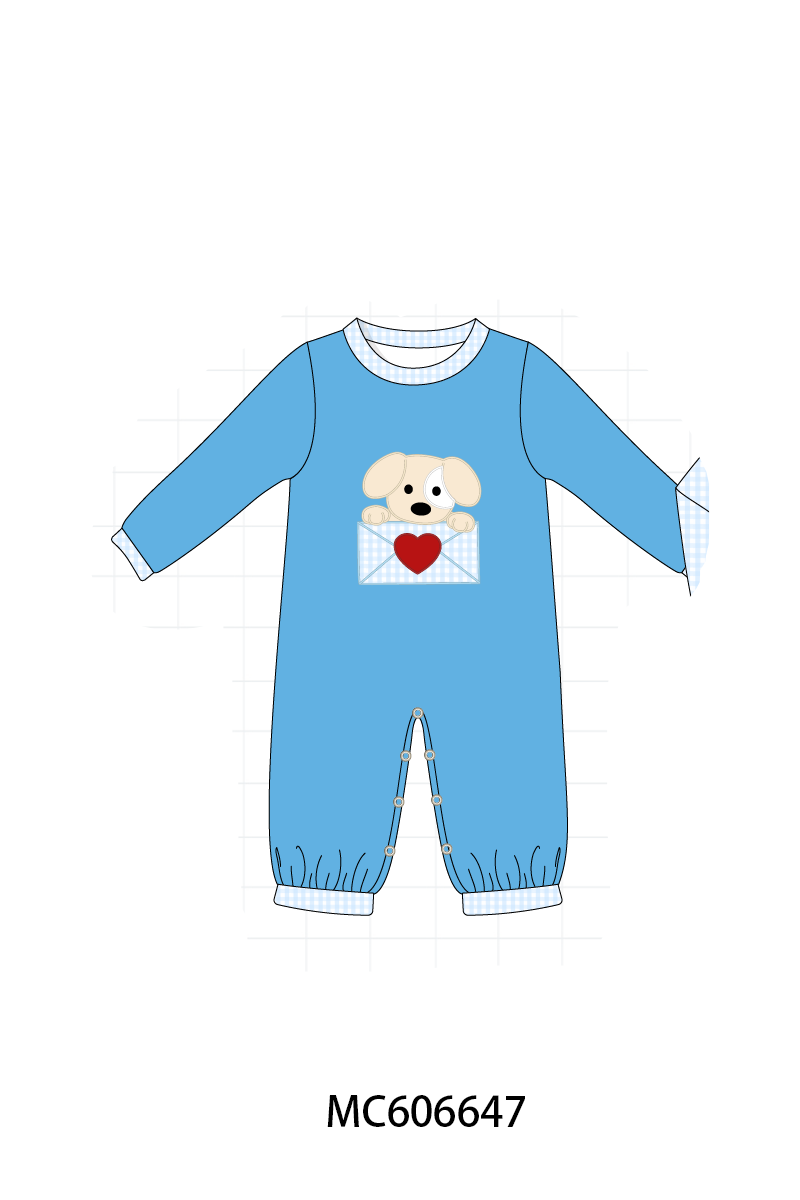 PO96 Red&blue puppy heart letter applique collection