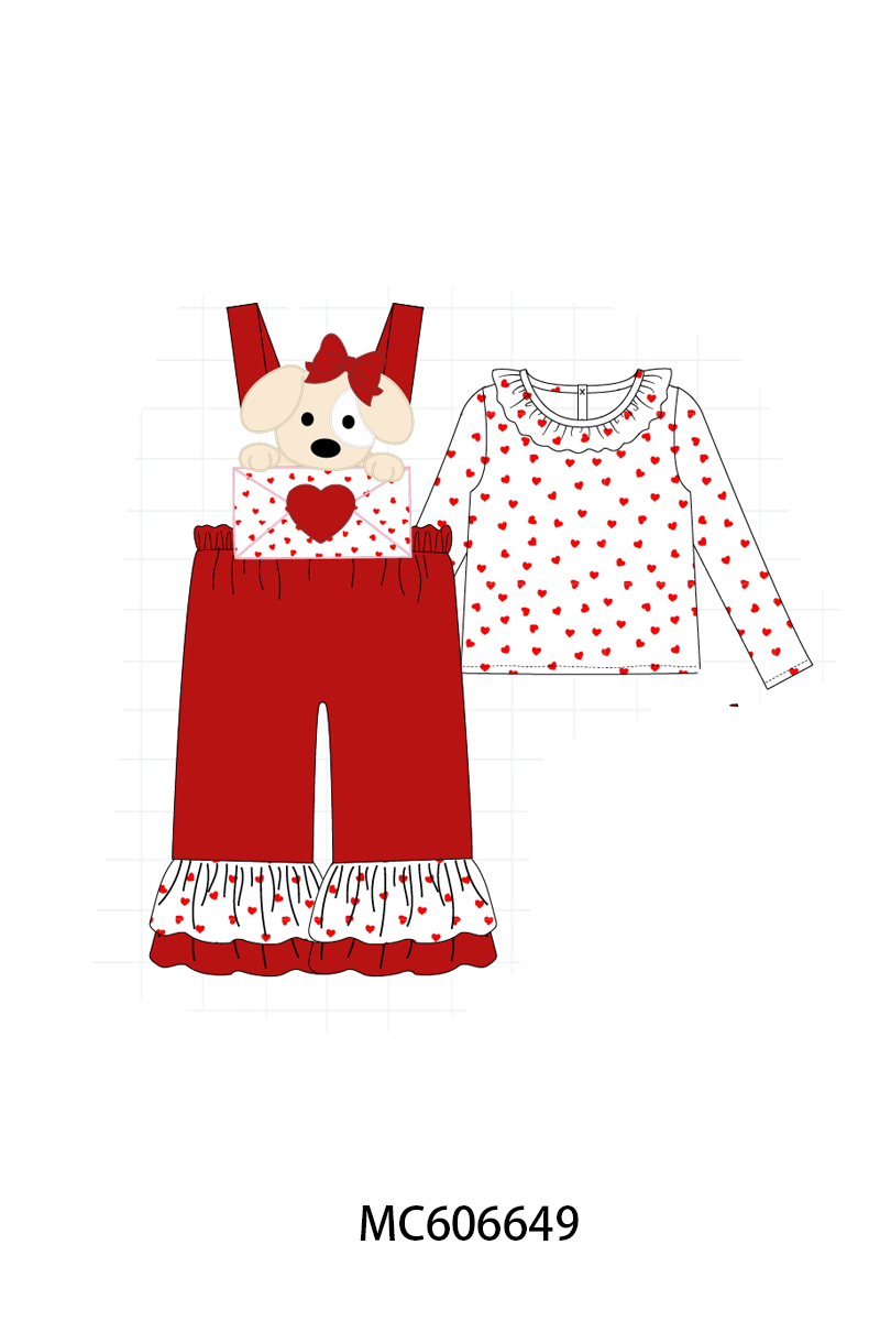 PO96 Red&blue puppy heart letter applique collection
