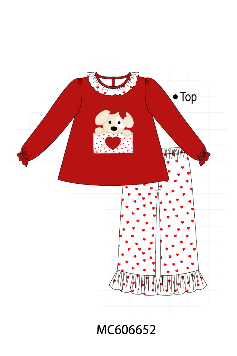 PO96 Red&blue puppy heart letter applique collection