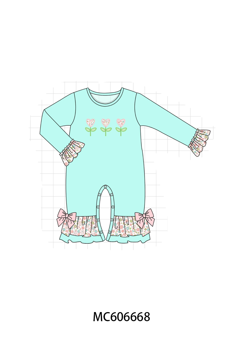 PO96 Mint floral heart embroidery collection
