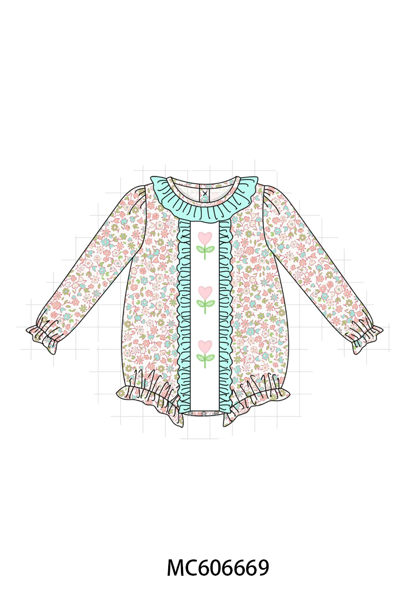 PO96 Mint floral heart embroidery collection