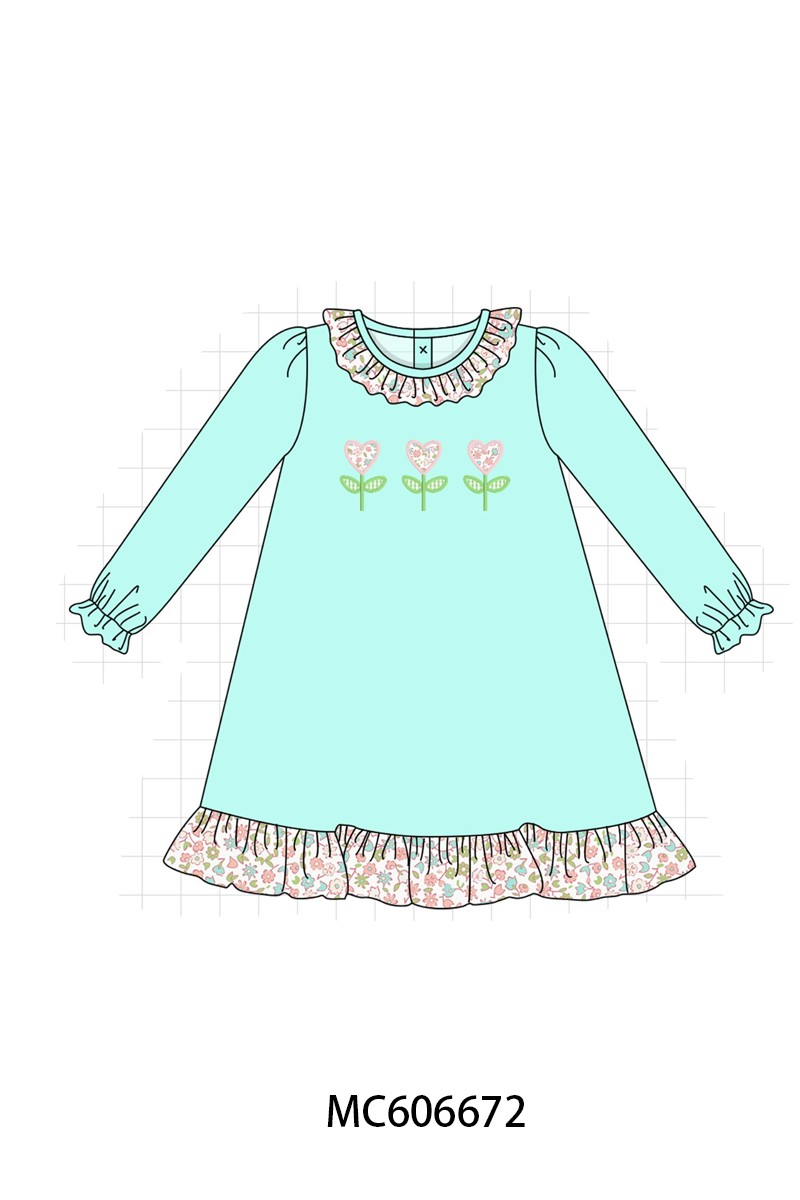 PO96 Mint floral heart embroidery collection