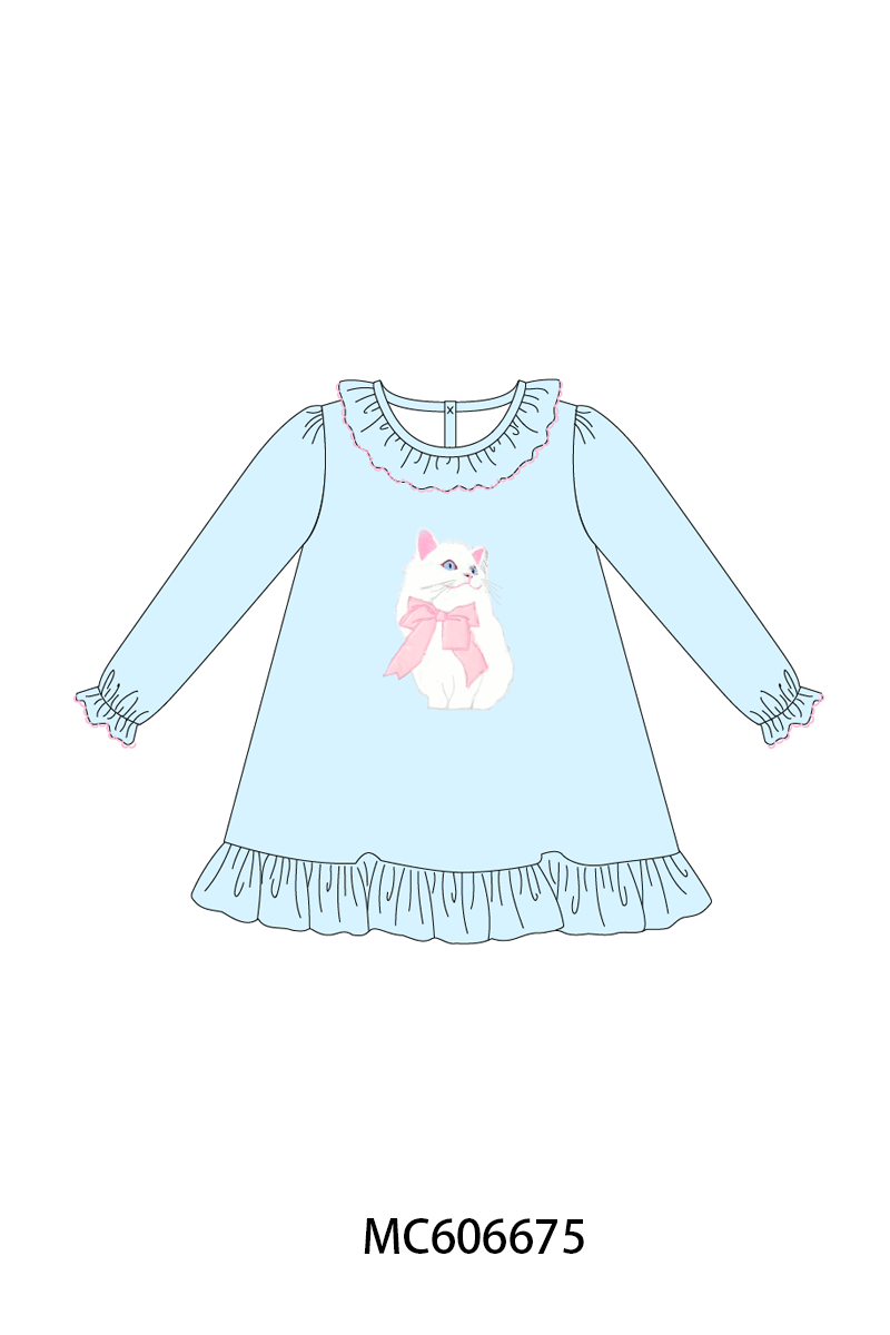 PO96 Blue meow bow applique collection