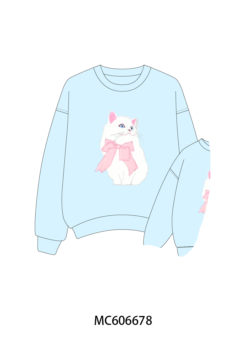 PO96 Blue meow bow applique collection