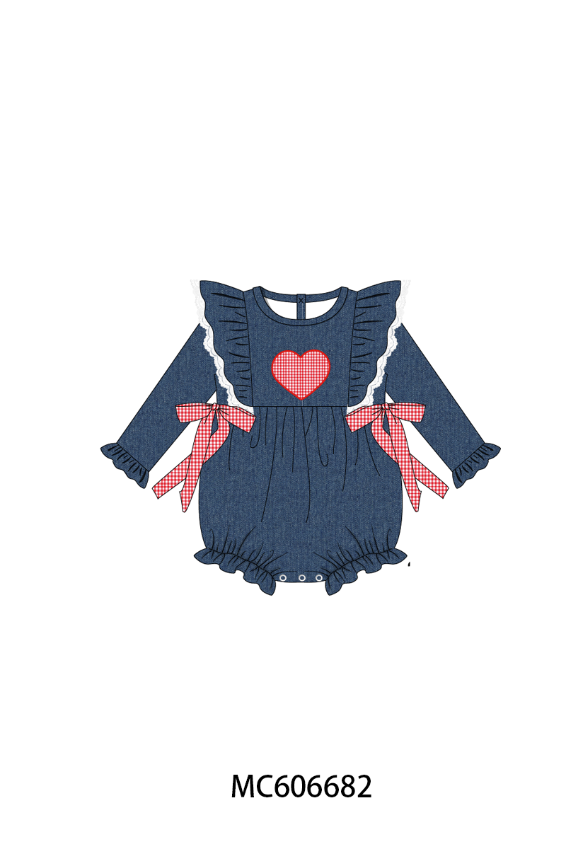 PO96 Navy heart applique denim collection