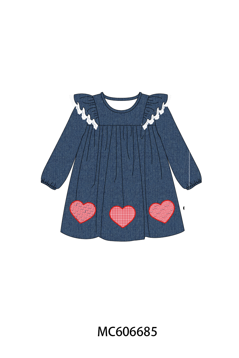 PO96 Navy heart applique denim collection